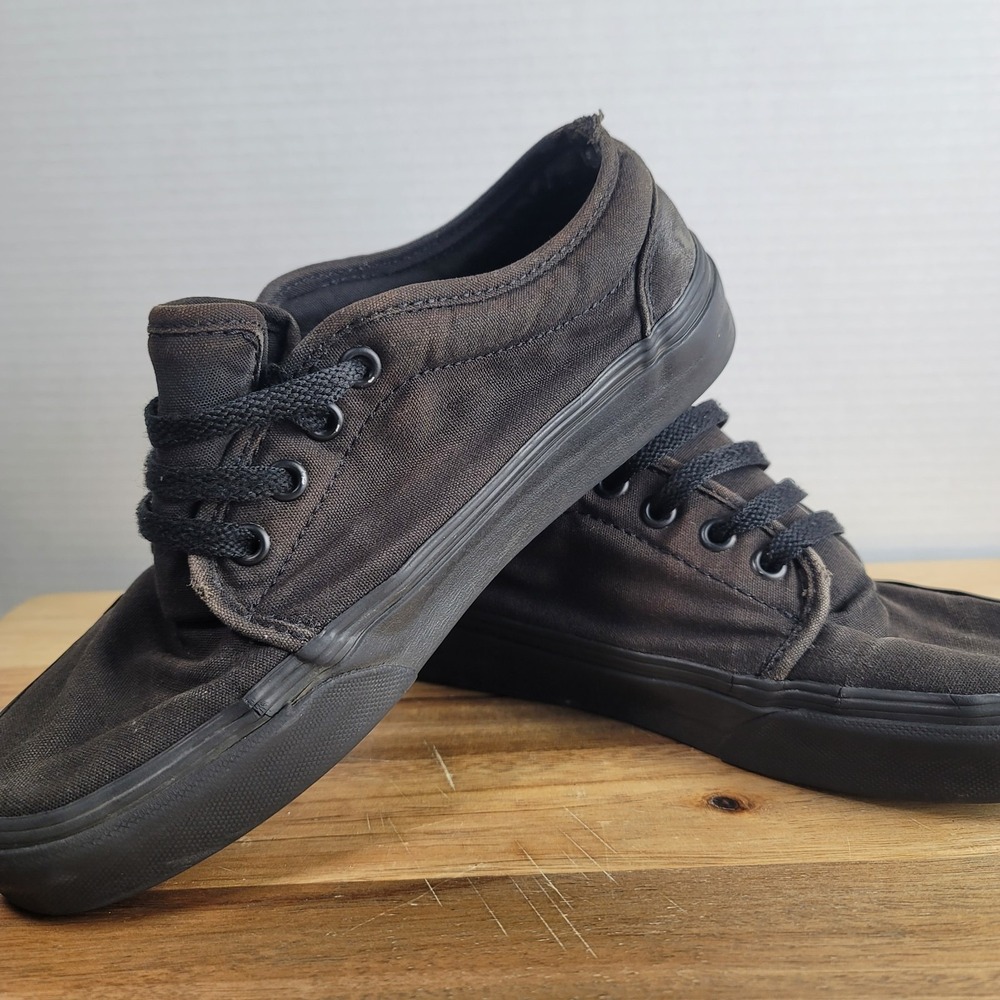 Vans Mens 5.5 Womans 7 Off The Wall Black Canvas Skateboarding Shoes Lace Up